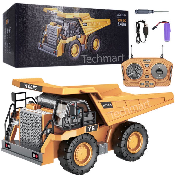 Xe điều khiển từ xa 11 kênh đồ chơi ô tô công trình máy xúc ben múc cẩu ủi gầu và thùng sắt  cho bé, quà tặng