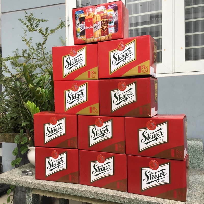 Bia Tiệp Steiger set quà tặng 8 lon 500ml date 6/2024