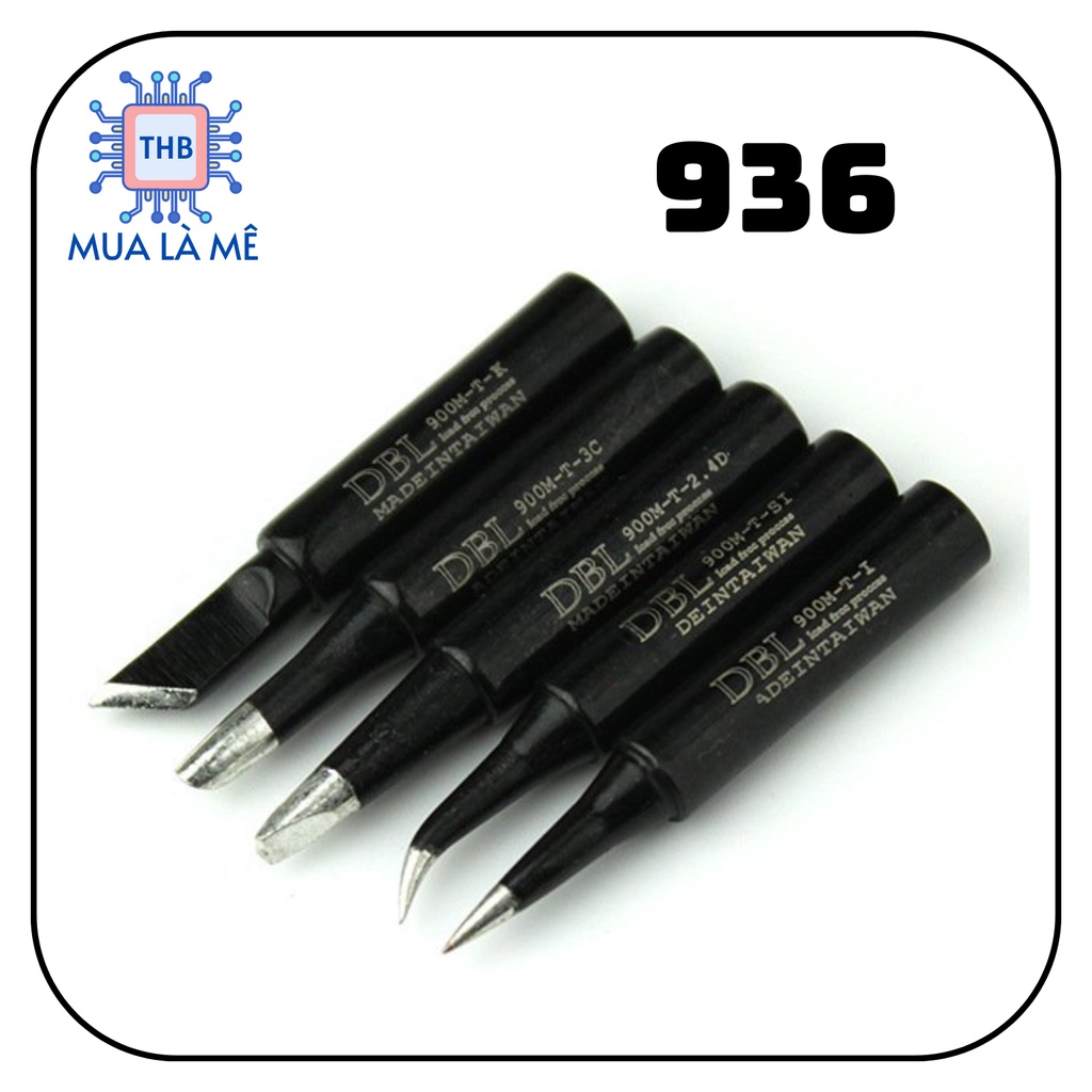 Mũi hàn 936, mũi hàn 900M cho mỏ hàn 936 chính hãng Debailong màu đen (1 mũi) - Linh kiện THB