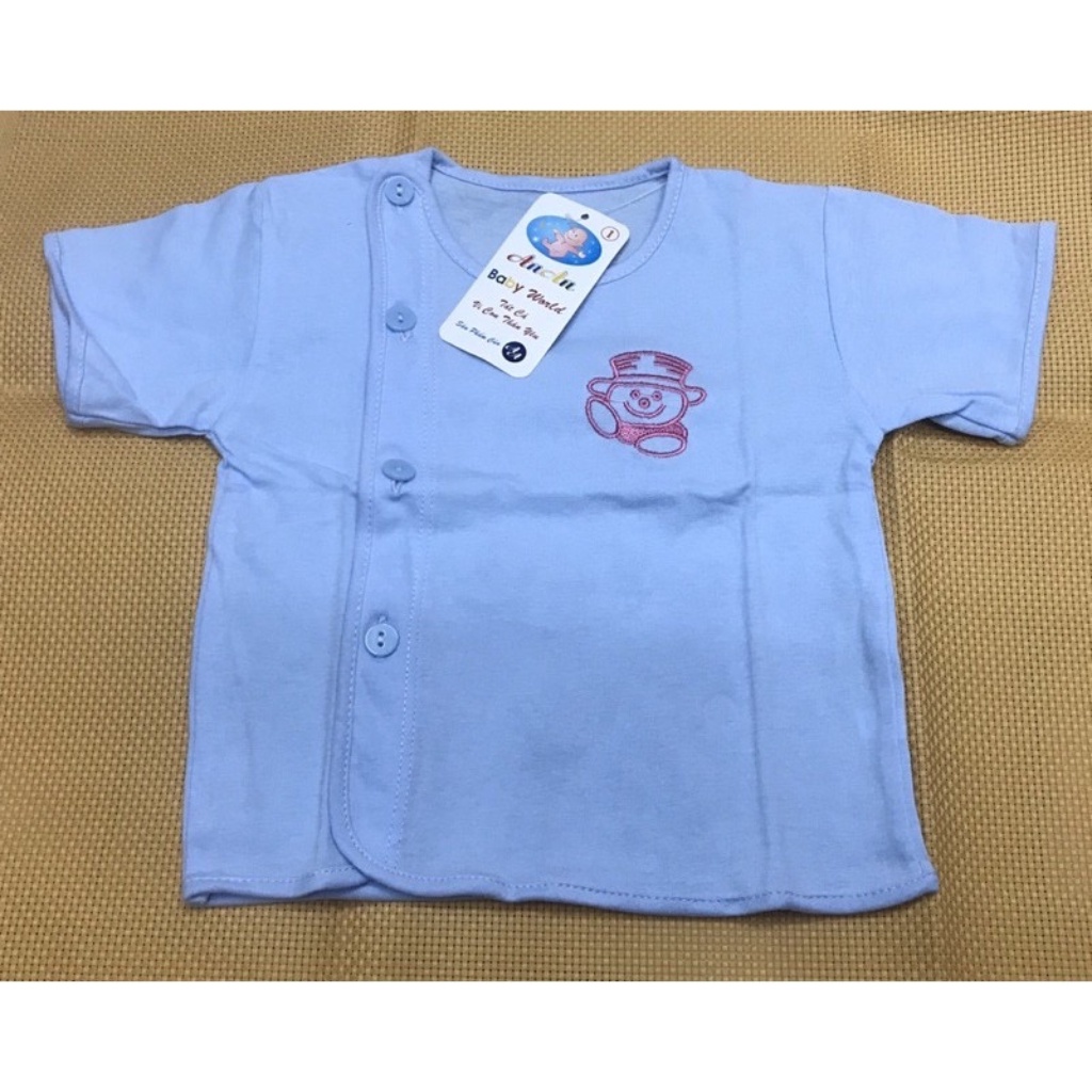 Áo sơ sinh MÀU BÁC SĨ tay NGẮN AN AN/ Áo cúc lệch em bé tay cộc