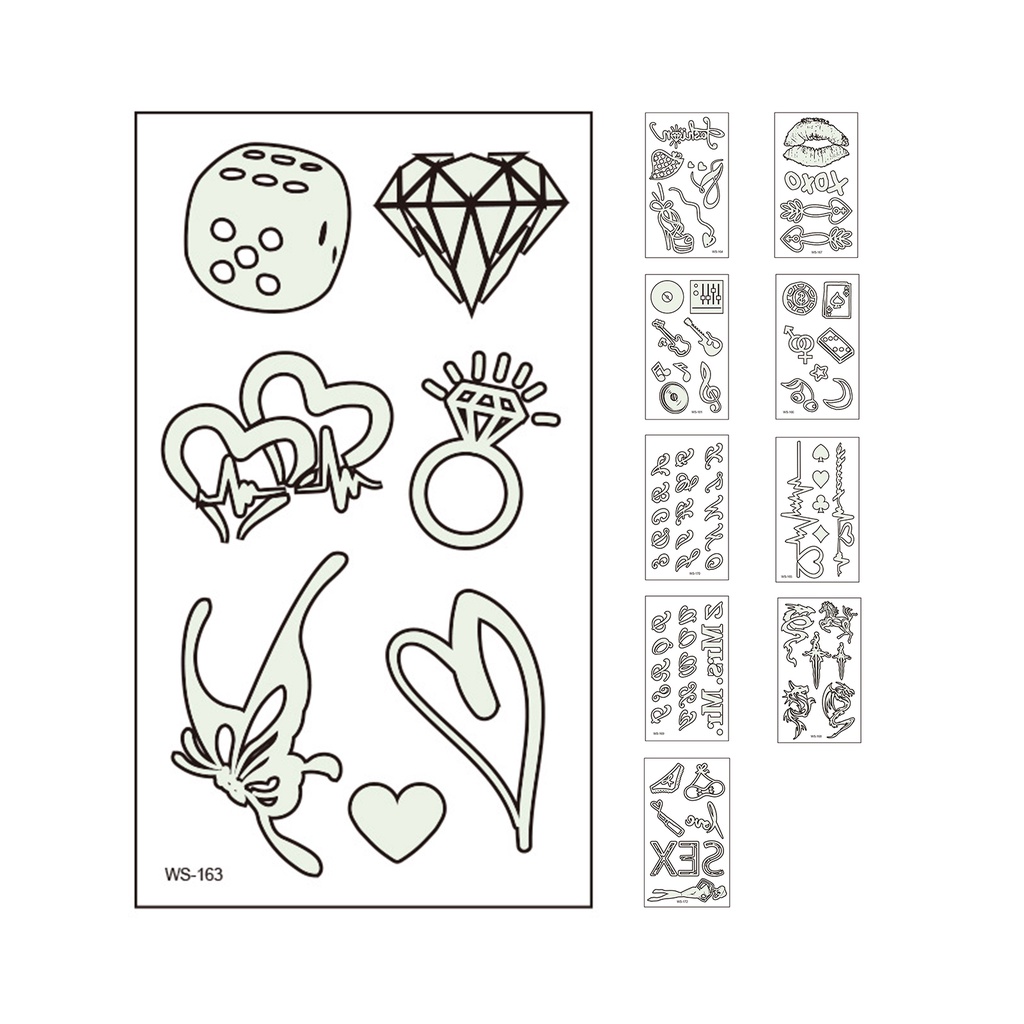 Hình Xăm Giả Phát Quang Chống Thấm Nước Họa Tiết Biểu Tượng Âm Nhạc Thời Trang Cho Lễ Hội Âm Nhạc