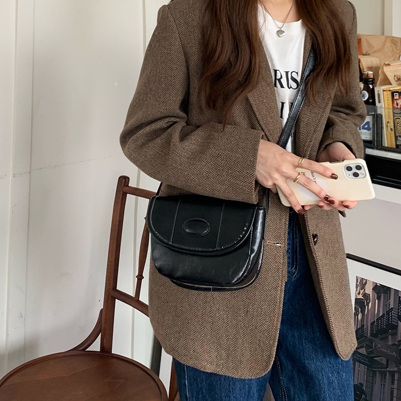 Túi đeo chéo YADOU da PU bóng phong cách Hàn Quốc retro 2023 thời trang dành cho nữ