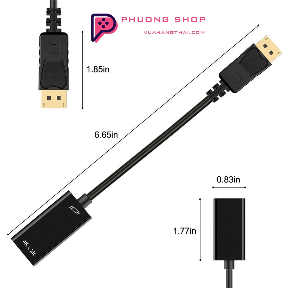 Bộ Chuyển Đổi DP to HDMI 4K 60Hz - Displayport to HDMI 4K 60Hz Hỗ trợ PC, TV, Máy Chiếu