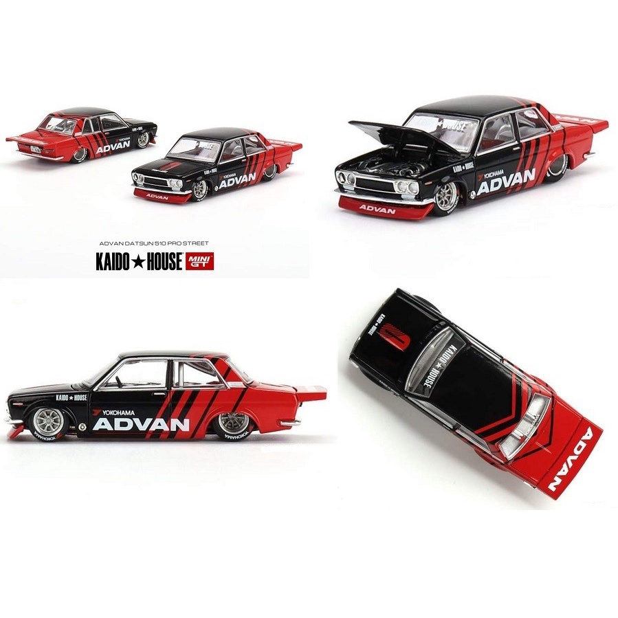 (Premium bánh cao su) Xe mô hình MINI GT (KHMG032) Datsun 510 Pro Street ADVAN