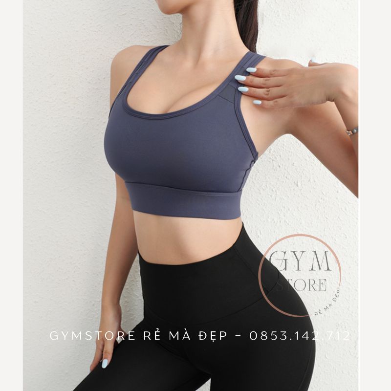 Áo Tập Gym Yoga Bra Hai Dây Croptop ❤️MÚT ĐÚC❤️Thể Thao Nữ Giữ Ngực Thun Mềm Mịn Co Giãn Thoáng Cực Tôn Dáng 6025