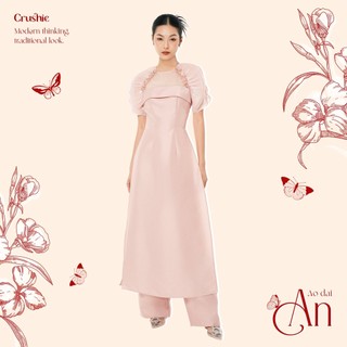 Áo dài cách tân Crushie áo dài thiết kế chiết eo tay bồng đính đá An Vũ