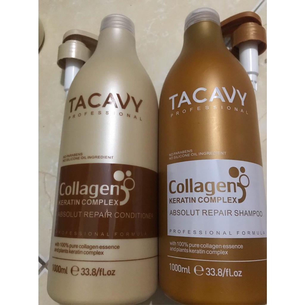 Cặp dầu gội xả TACAVY Collagen 1000ML | PHỤC HỒI TÓC HƯ TỔN, KHÔ XƠ GÃY RỤNG HÀNG CHÍNH HÃNG