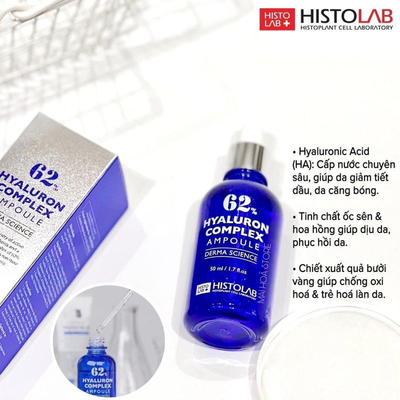 Serum cấp ẩm, phục hồi da Histolab 62% Hyaluron Complex Ampoule Derma Science