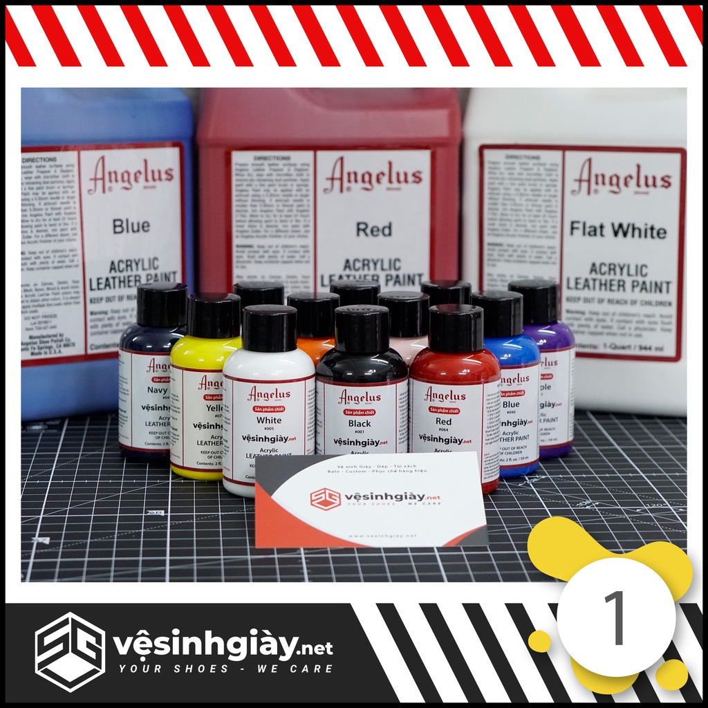Màu sơn Angelus Leather Paint chính hãng USA, custom giày, túi xách (59ml) - Bảng 1