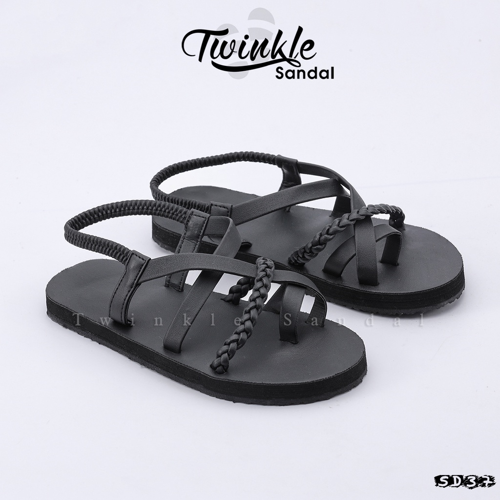Dép sandal Nữ quai da mềm Đế bệt Cao Su ôm chân mã SD37
