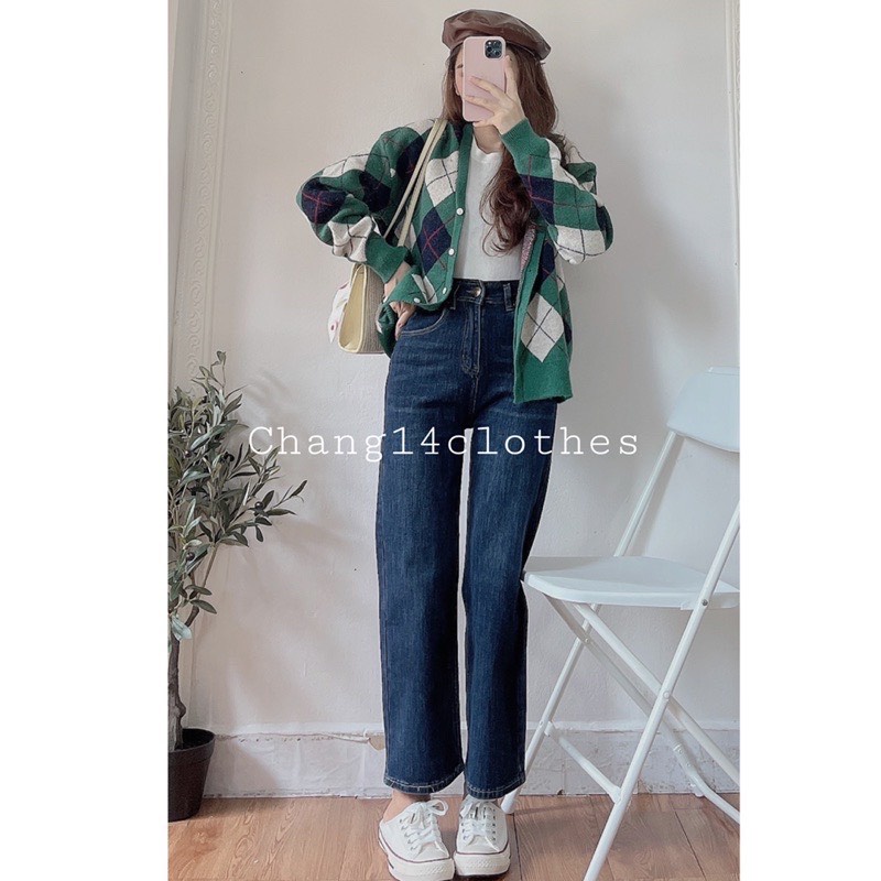 Pass thanh lý áo cardigan len kẻ trám chất đẹp