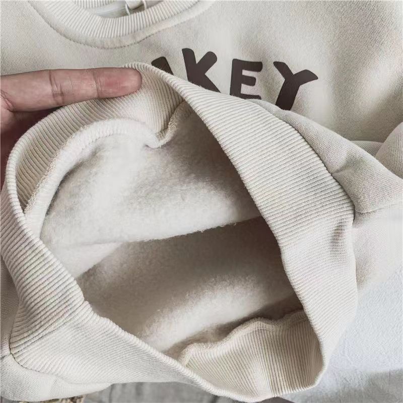 Áo Hoodie Vải Bông Chui Đầu In Chữ Thời Trang Thu Đông Mới Cho Bé Trai Và Gái