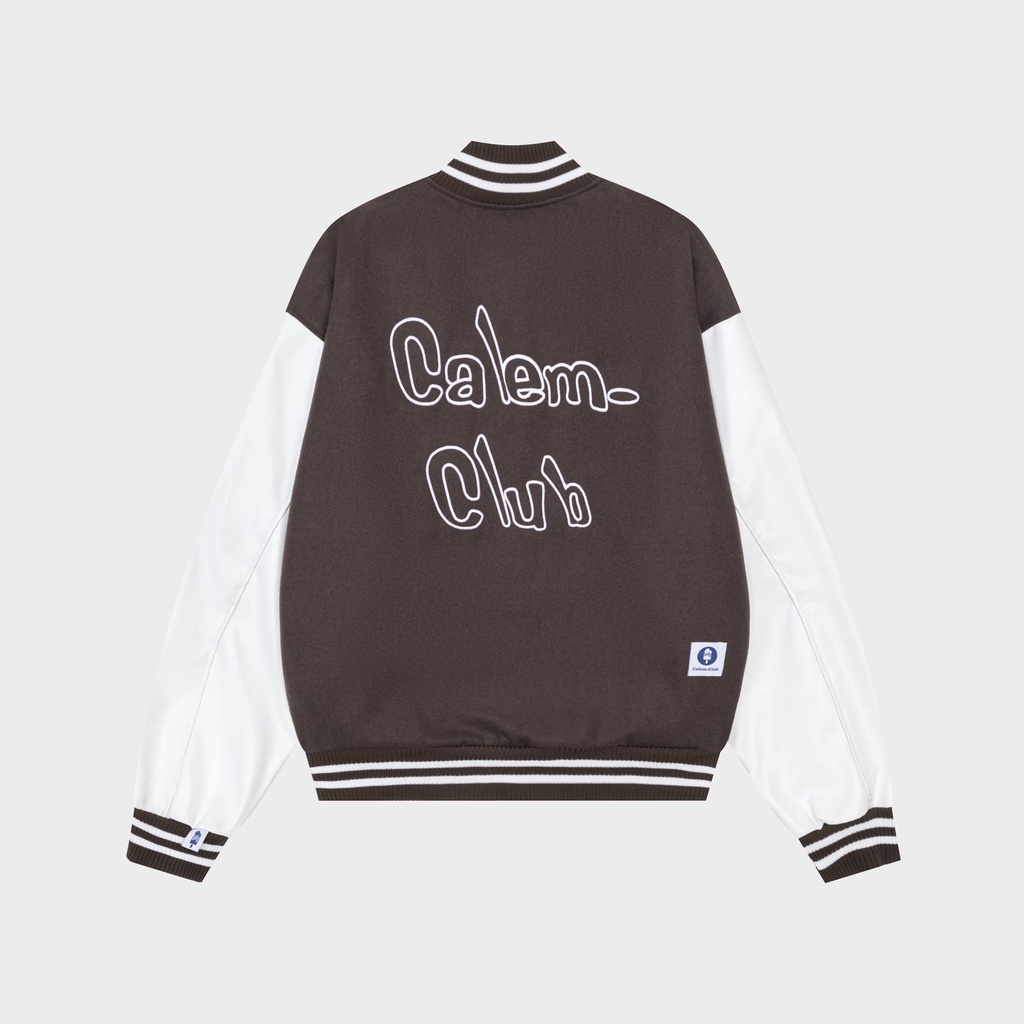 Áo Khoác Bomber Dạ Phối Tay Da Thêu chữ CALEM.CLUB form rộng unisex