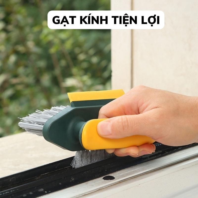 Bàn chải nhà tắm 4 trong 1 làm sạch khe hở mạch, góc tường, chổi cọ sàn kiêm gạt kính tiện lợi