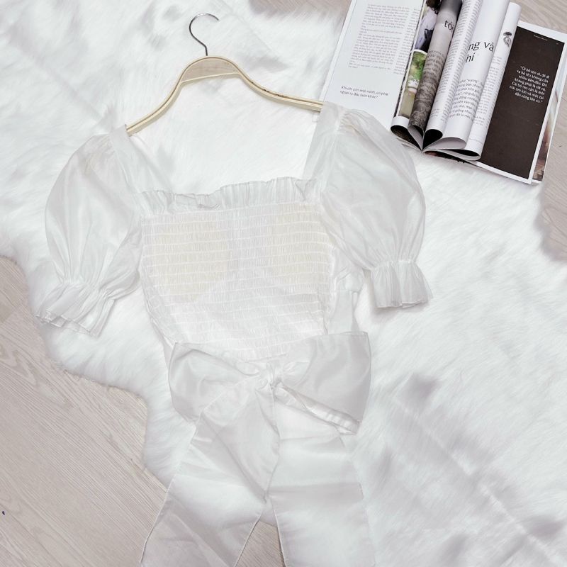 Áo voan kiến nơ lưng kèm sẵn mod ngực