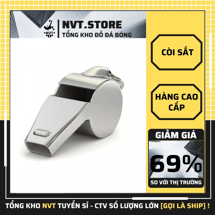Còi thể thao bóng đá trọng tài cao cấp, còi sắt không gỉ giá rẻ - NVT.store.vn