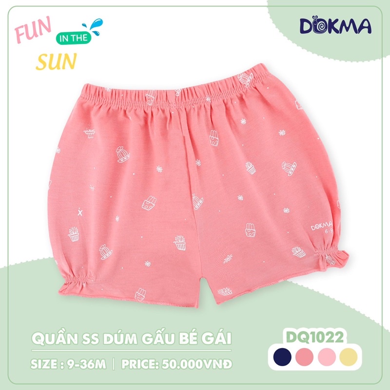 Quần đùi sơ sinh dúm gấu Bé Gái Dokma DQ1022 2023 (Sz 9-36M)