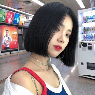  Bộ Tóc Giả Bob Ngắn Thẳng Màu Xám Kem Trắng Đen Bằng Sợi Tổng Hợp Chịu Nhiệt Dành Cho Nữ Hóa Trang 