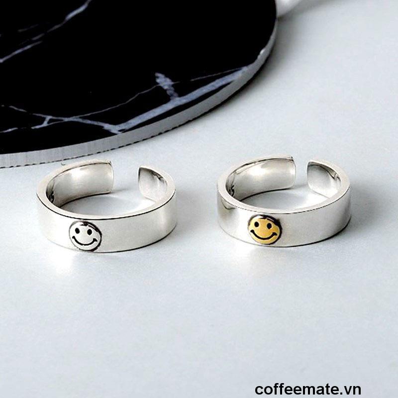 【coffeemate】⚡Nhẫn hở hình mặt cười thời trang cho cặp đôi（quà tặng ngày thiếu nhi）