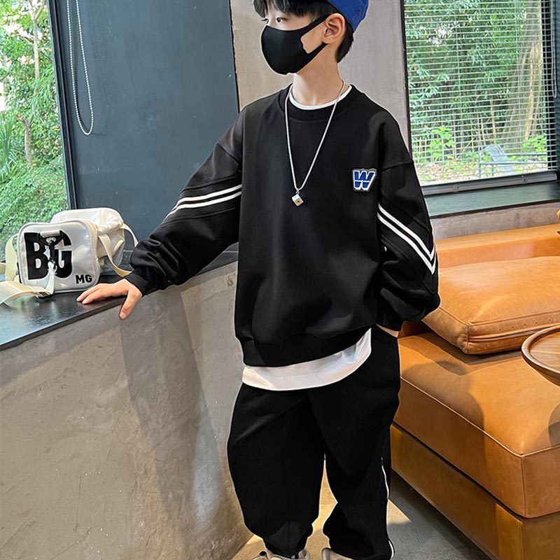 YAOEENH Bộ Áo Khoác Tay Dài + Quần Dài Dáng Rộng Phong Cách Thể Thao Thời Trang Mùa Thu Cho Bé Trai 120-170cm