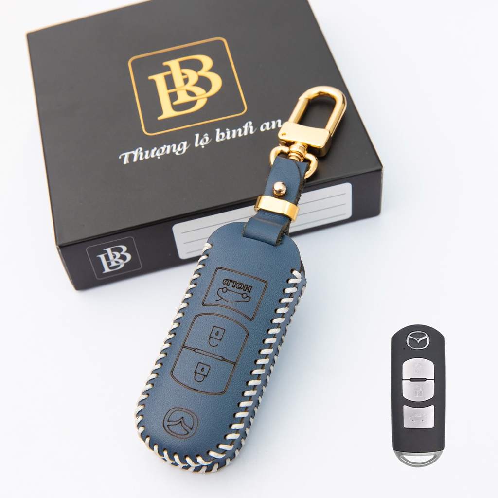 Bao da chìa khóa ô tô xe hơi BB mazda cx5 18-22, cx8 19-22, mazda 3 sedan chìa thông minh da thật chống xước chính hãng