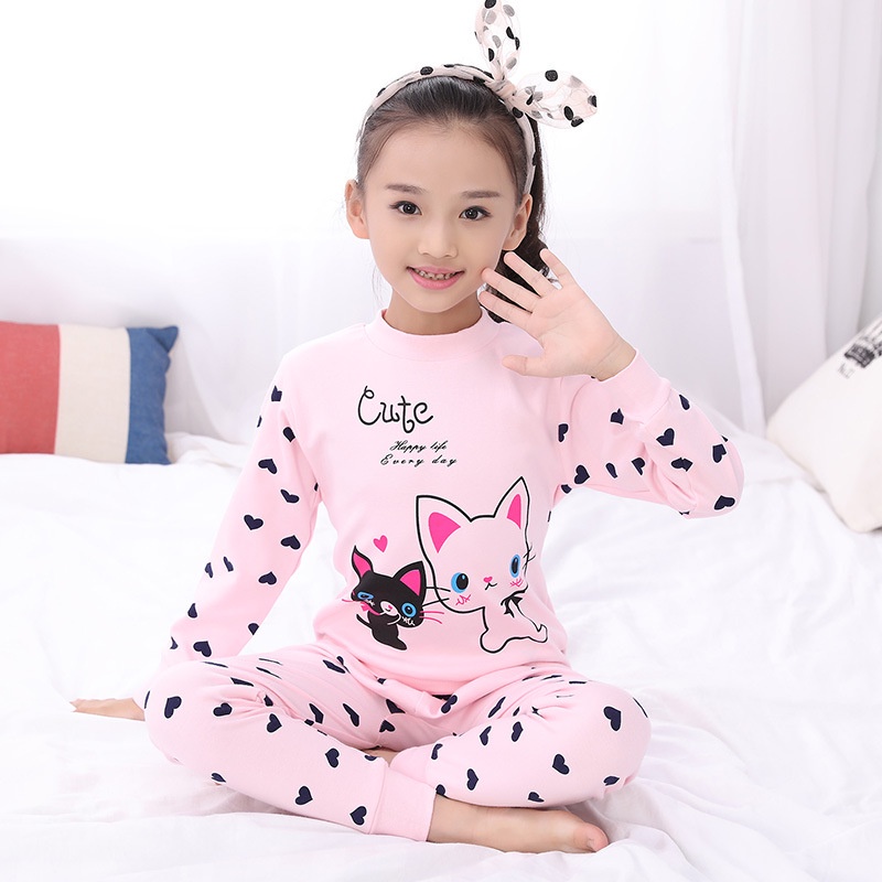 YAOEENH Bộ Đồ Ngủ Cotton Tay Dài 120-160cm Thời Trang Mùa Thu Cho Bé