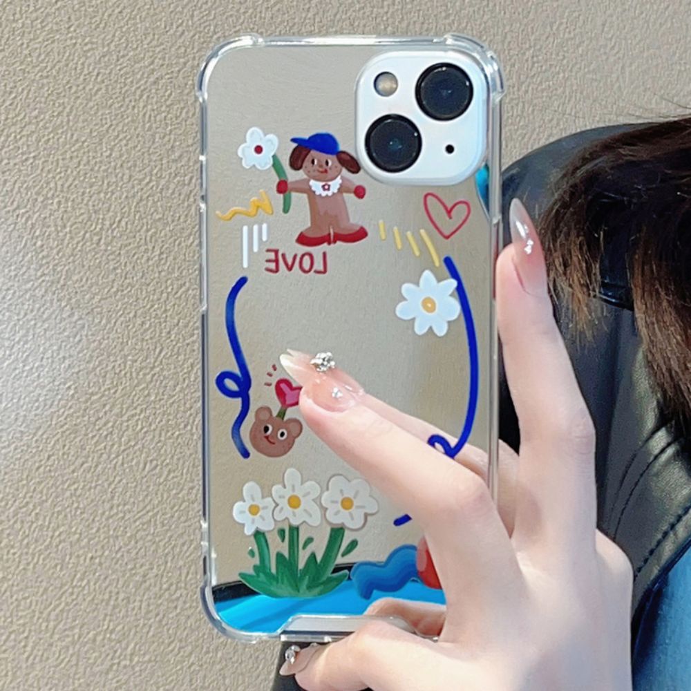 Ốp Điện Thoại TPU Mềm Tráng Gương Chống Sốc In Hình Vẽ Chó Doodle Thời Trang Cho IPhone 14 13 12 11 Pro Max