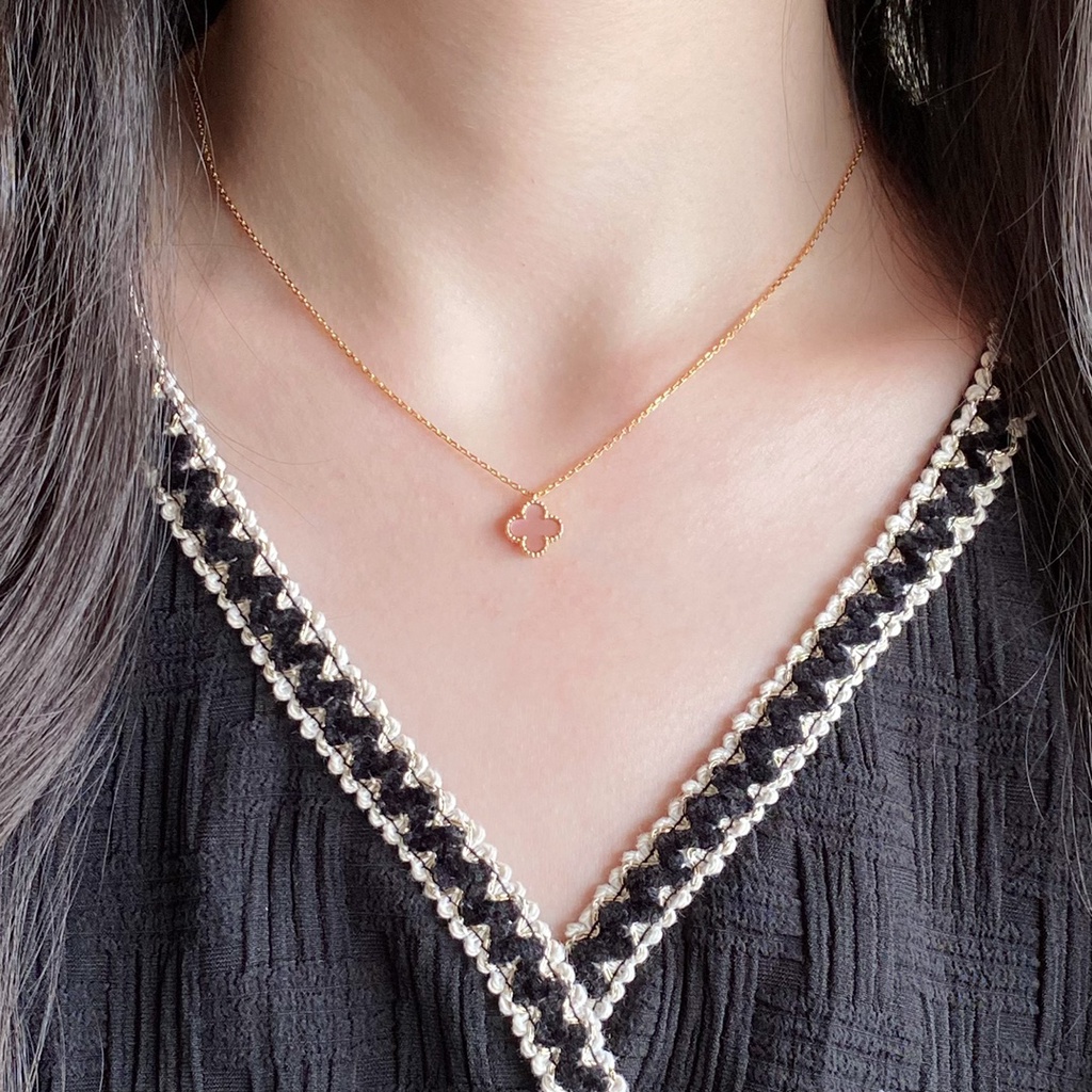 Vòng Tay May Mắn Bốn Lá Mạ Vàng Hồng 18K / 9mm