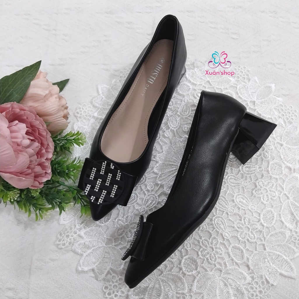 Giày cao gót Dusto gót vuông 4cm, da mềm, đi êm và nhẹ chân (size 35-225)