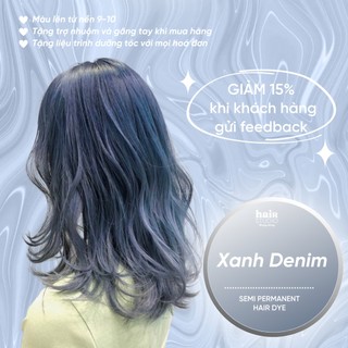 (Tặng Bodymist) Combo thuốc nhuộm tóc màu xanh denim (kèm trợ dưỡng, găng tay)