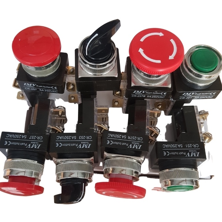 Công tắc nhấn nhả, công tắc xoay, công tắc khẩn phi 25mm chất lượng tốt