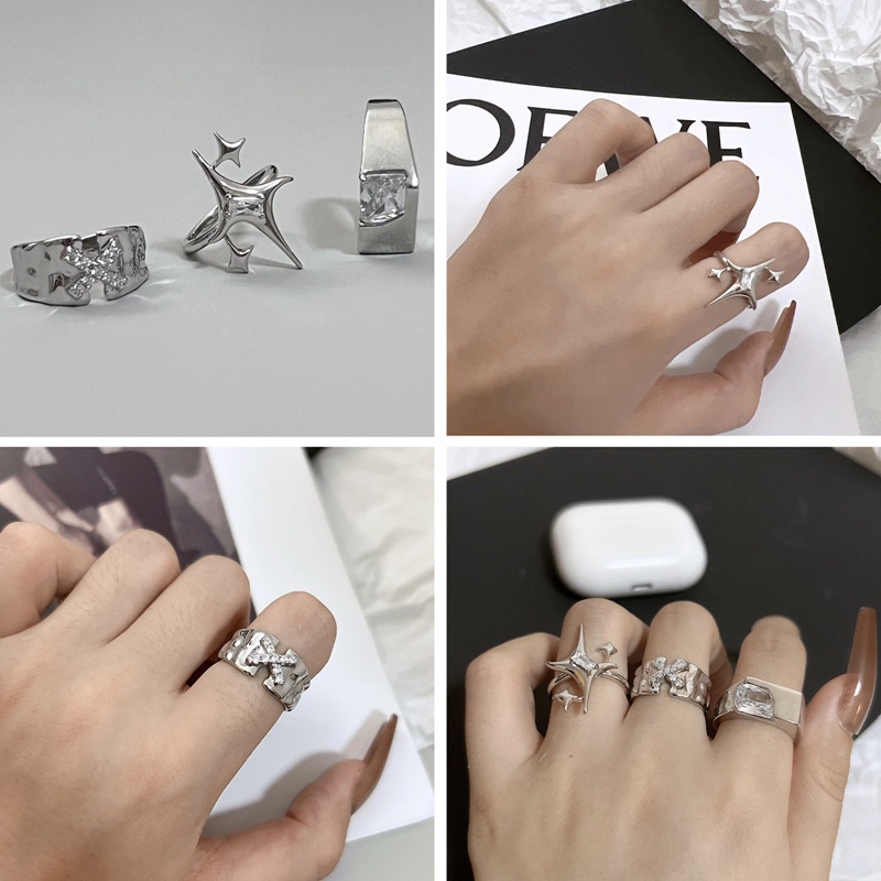 Nhẫn Đính Hôn YGT Y2k Hình Thánh Giá Đính Đá Lấp Lánh Dành Cho Cặp Đôi