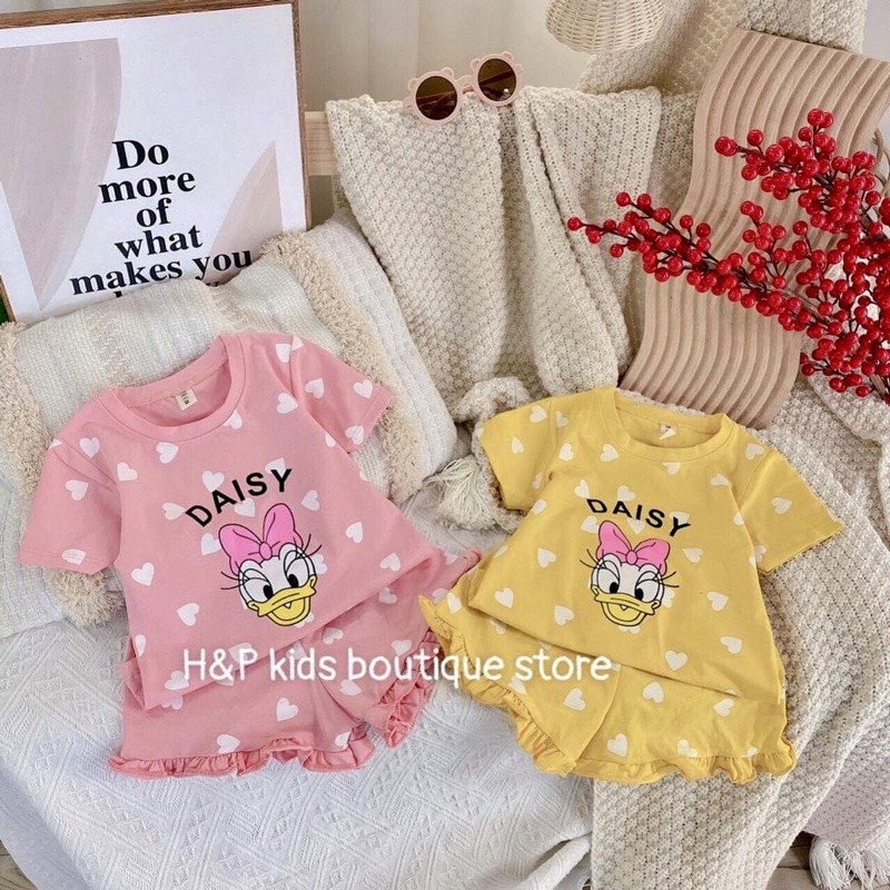 Set bộ cộc tay cho bé gái mẫu vịt DONA, chất cotton mềm mịn, thoáng mát, thấm hút mồ hôi siêu tốt