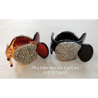 Kẹp tóc càng cua 3 răng tròn đính đá