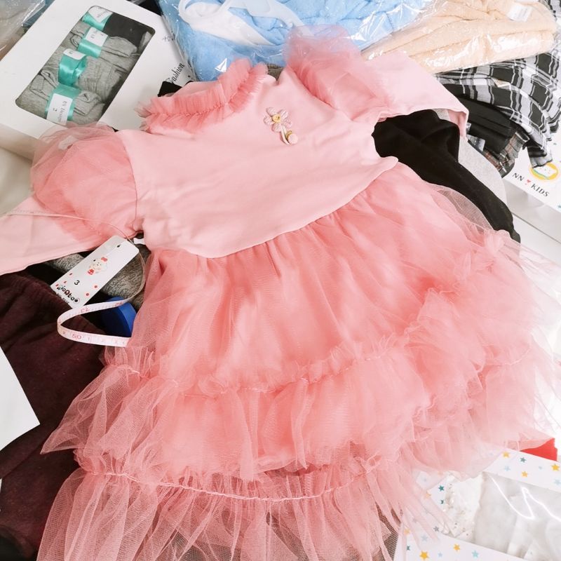 Váy công chúa xinh xắn cho bé 8-15kg hàng QC cao cấp siêu đẹp chất mềm mịn co giãn