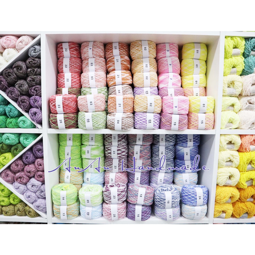 Len Sợi Cotton Việt Nam Loang 1mm - Cuộn 100gram - Hàng Đẹp