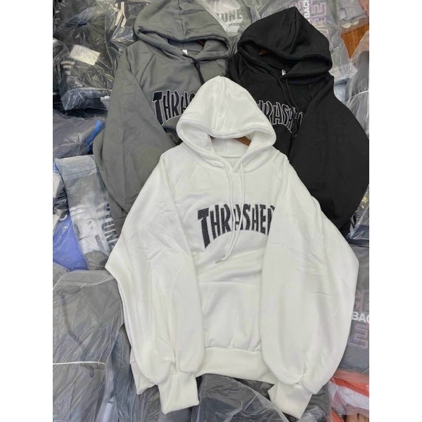 Áo Hoodie nỉ bông chữ thêu siêu xinh, from áo unisex dáng rộng thụng ống tay bồng - hàng có sẵn