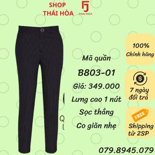Quần tây Thái Hoà 9 tấc lưng cao sọc thẳng vải mềm B803