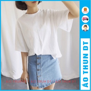 Áo trơn tay lỡ màu trắng