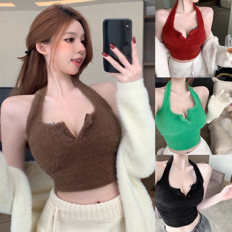 Áo Tank Top Hai Dây Màu Sắc Đơn Giản Quyến Rũ Cho Nữ