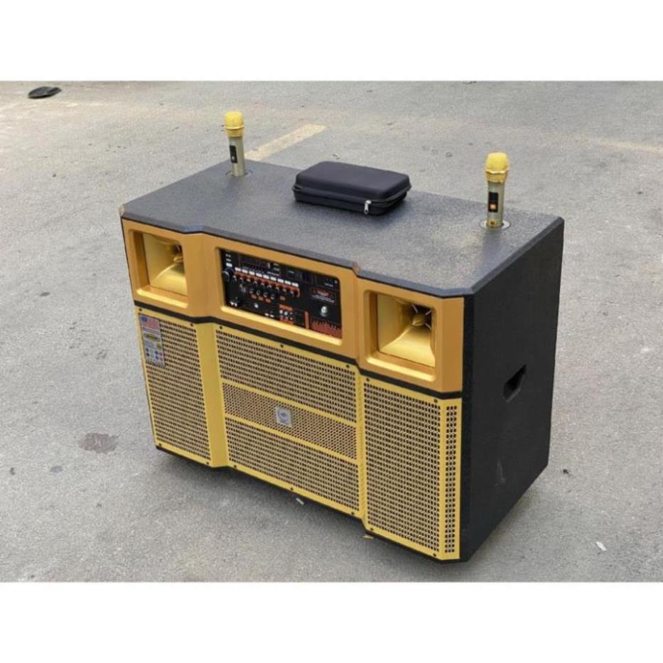 Loa kéo di động Mẫu Mới - Dàn karaoke ngoài trời bass 4 tấc đôi ngang, 2 treble - Loa khủng long công suất cực lớn