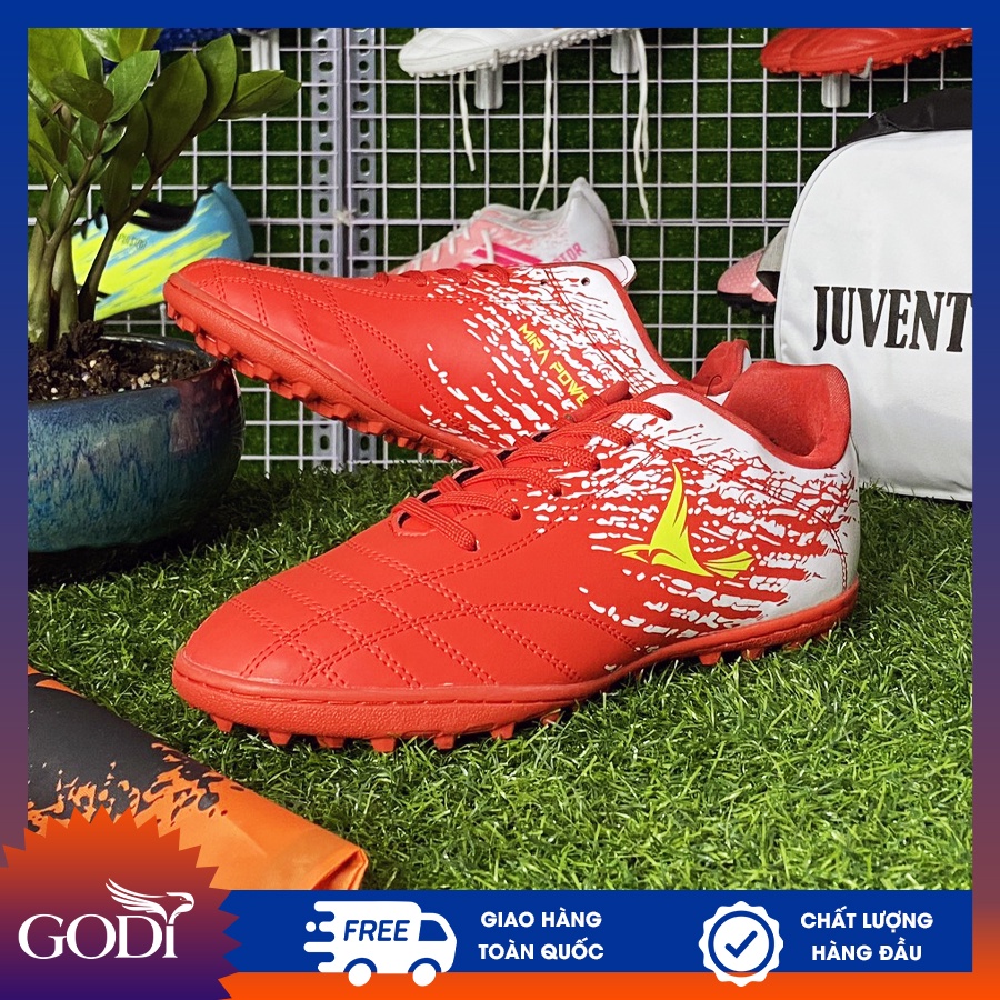 Giày đá bóng màu đỏ sân nhân tạo chất lượng - Giày đá banh size 38 đến size 45 đẹp giá rẻ, đã khâu full đế Godi Sport