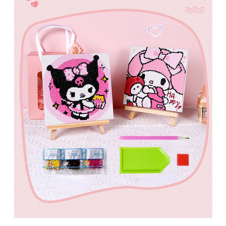 SANRIO Bộ Tranh Đính Đá Tự Làm Họa Tiết Hoạt Hình 20 * 20 Cho Bé