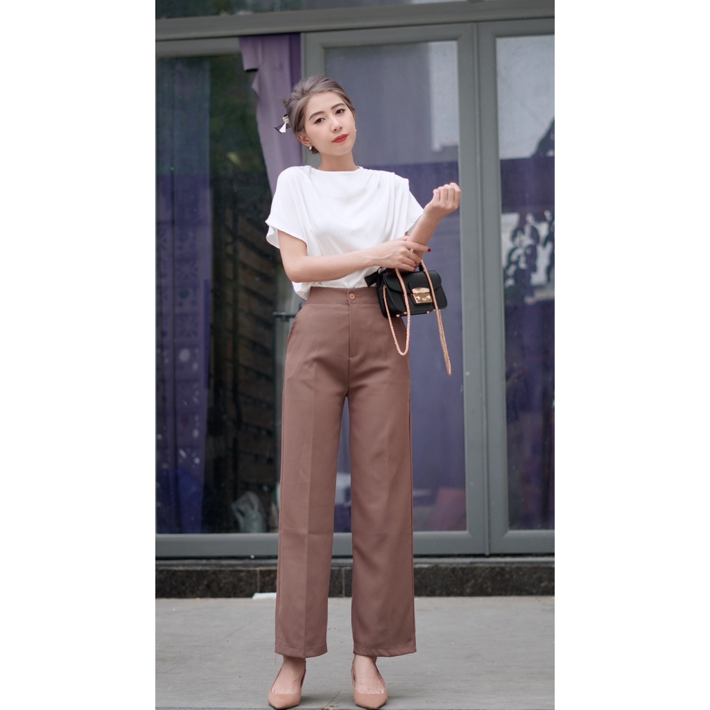 Quần tây nữ ống suông chất vải tuyết mưa 4YOUNG Q218