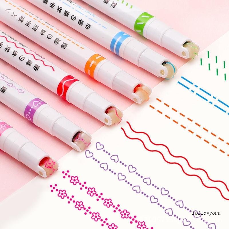 Set 6 Bút Lông Màu Đầu Cong Chuyên Dụng Cho Vẽ Thẻ / Sổ Tay