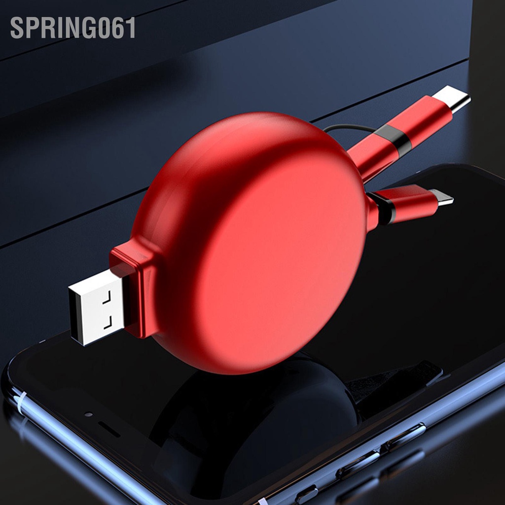 [Hàng Sẵn] Cáp sạc 3 trong 1 Thiết kế có thể thu vào đa năng di động nhỏ cho ô tô gia đình  【Spring061】