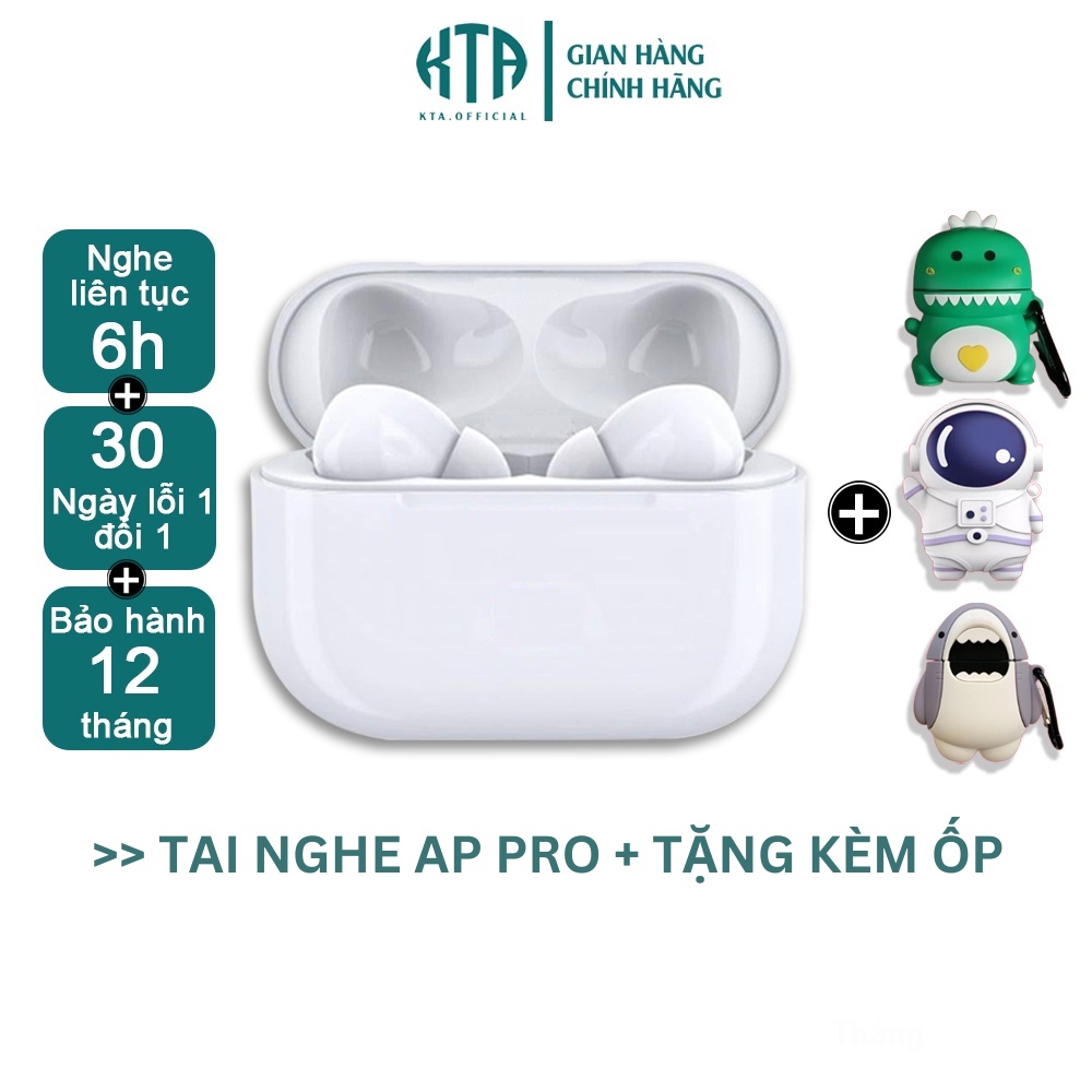 Tai nghe Bluetooth không dây bản cao cấp cảm ứng nhạy, đổi tên, định vị, sạc không dây chính hãng KTA