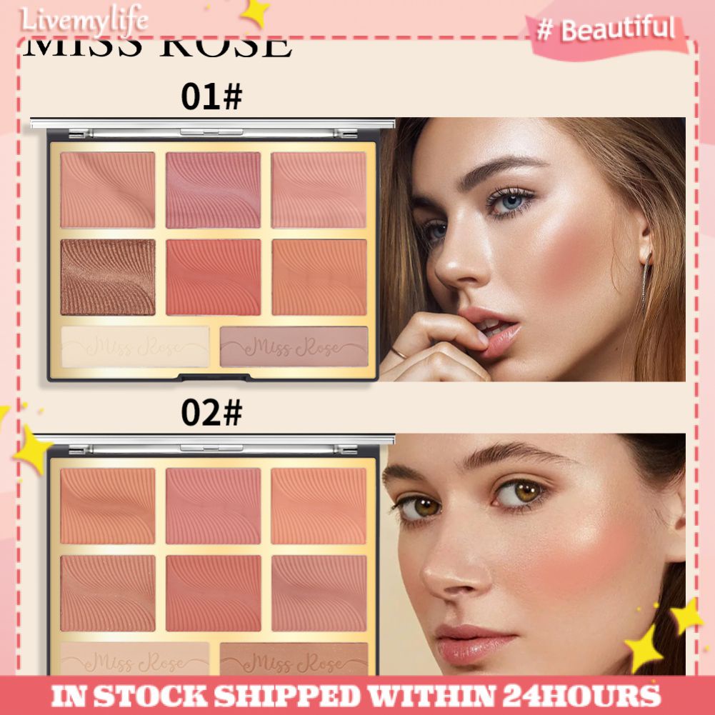 Bảng Phấn Mắt MISS ROSE 8 Màu Gradient Sáng Bóng Trang Điểm Chuyên Nghiệp Cho Nữ