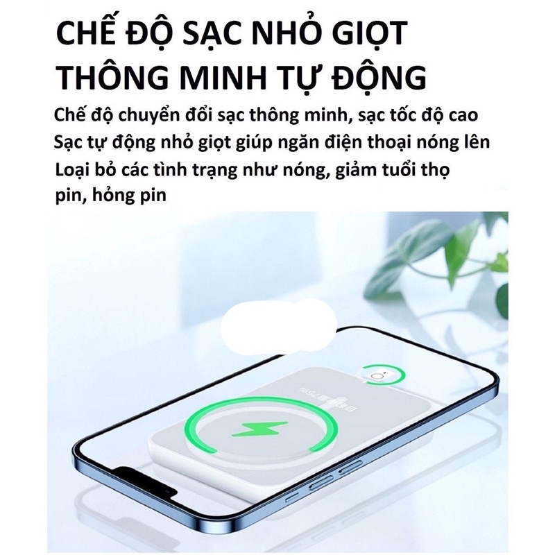 Sạc dự Phòng Không Dây từ Tính Dành cho Iphone : x/xsm/11/11pro/11promax/12/12pro/13/13prm/14/14promax
