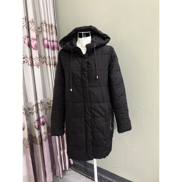 Áo khoác phao ấm màu đen unisex nam/nữ